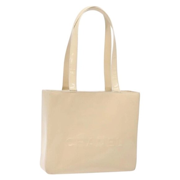 CHANEL Tote Bag Enamel Beige Gold CC Auth bs27673 - Picture 2 of 15